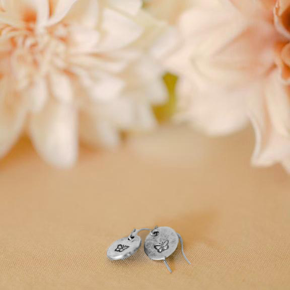 Heaven Inspired Stamped Earrings - Silver